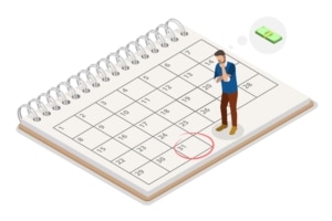 3d,isometric,flat,illustration,of,salary,calendar,,employee,waiting,for